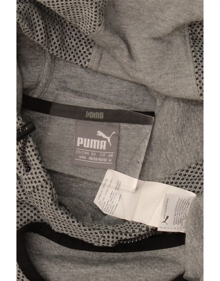 Мужской джемпер с капюшоном PUMA, хлопок среднего серого цвета с пятнами