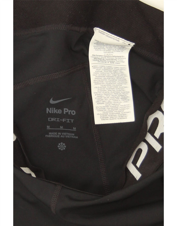 Женские леггинсы с рисунком Nike Dri Fit UK 12, средний черный, полиэстер
