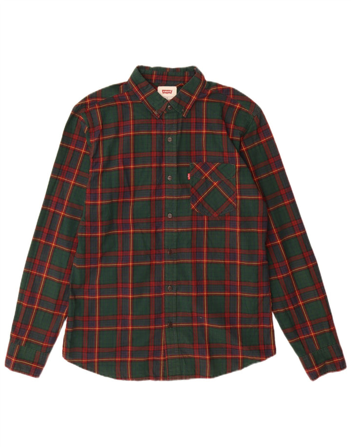 Мужская рубашка Levi's, маленькая зеленая клетка, хлопок