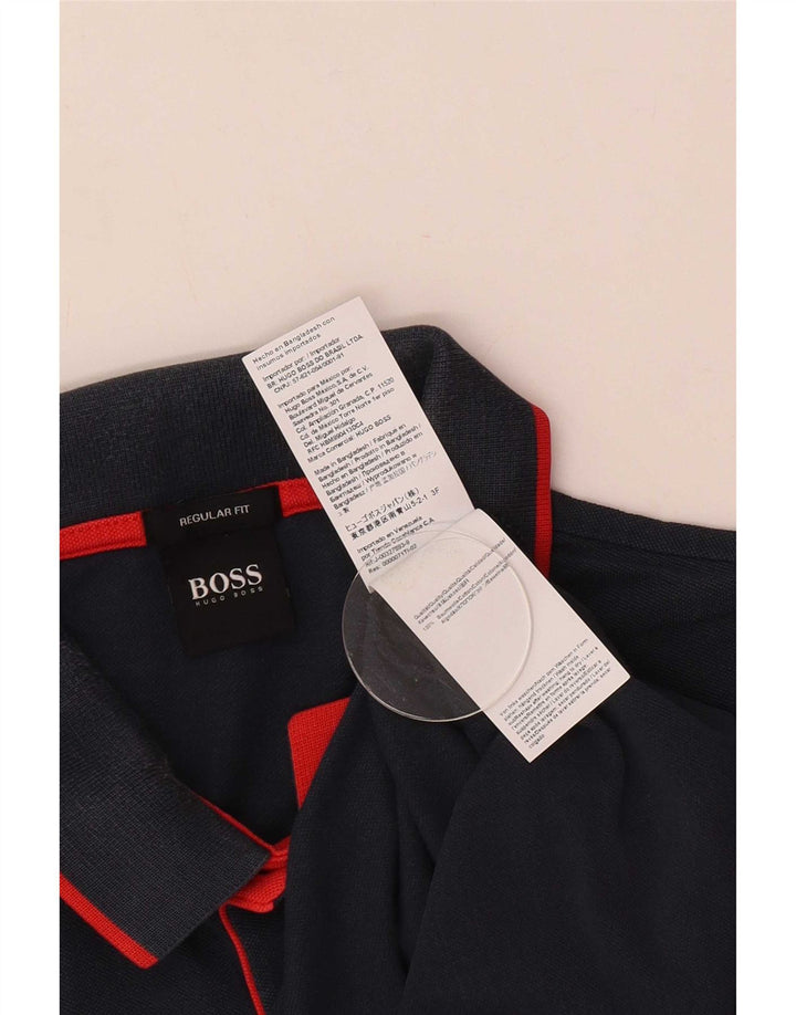 Мужская рубашка-поло обычного кроя Hugo Boss, темно-синяя, хлопковая