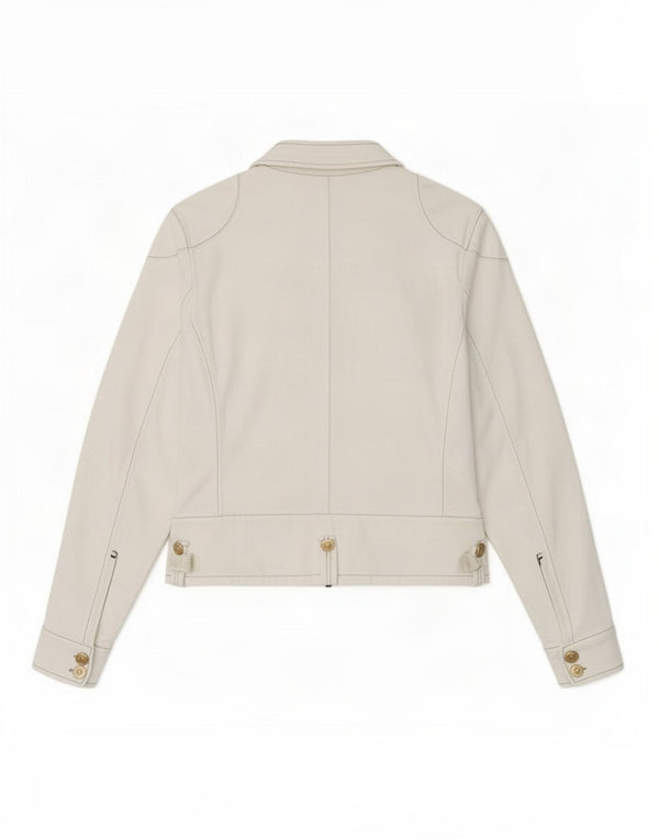 Escada Womens Denim Biker Jacket EU 38 Medium White Cotton