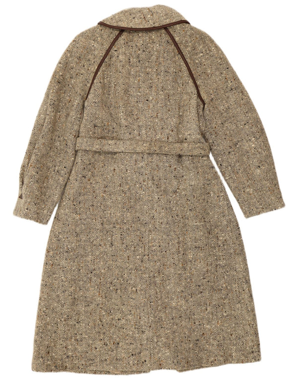 ВИНТАЖНОЕ женское двубортное пальто UK 14, средний бежевый в крапинку