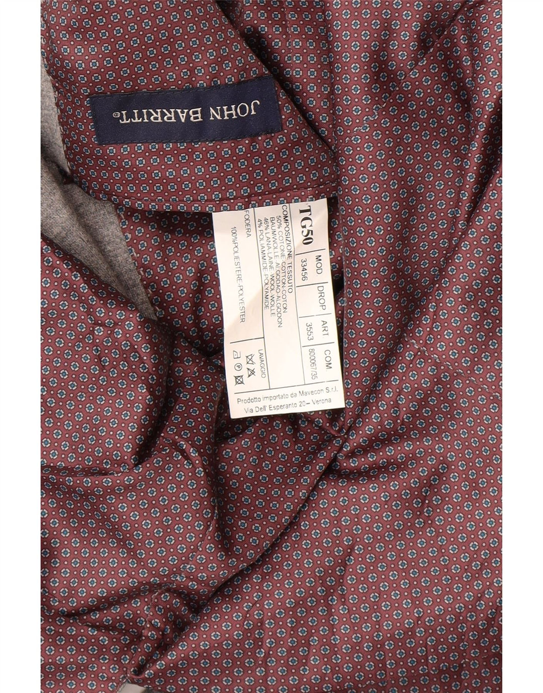 Женский пиджак John Barritt на 2 пуговицах IT 50 XL Серый хлопок