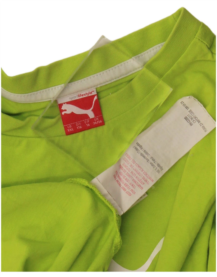 Футболка с рисунком PUMA для девочек, топ 15–16 лет, зеленый хлопок