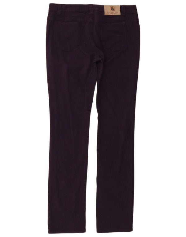 SIVIGLIA Женские тонкие повседневные брюки W32 L33 Фиолетовый хлопок с узором «гусиные лапки»