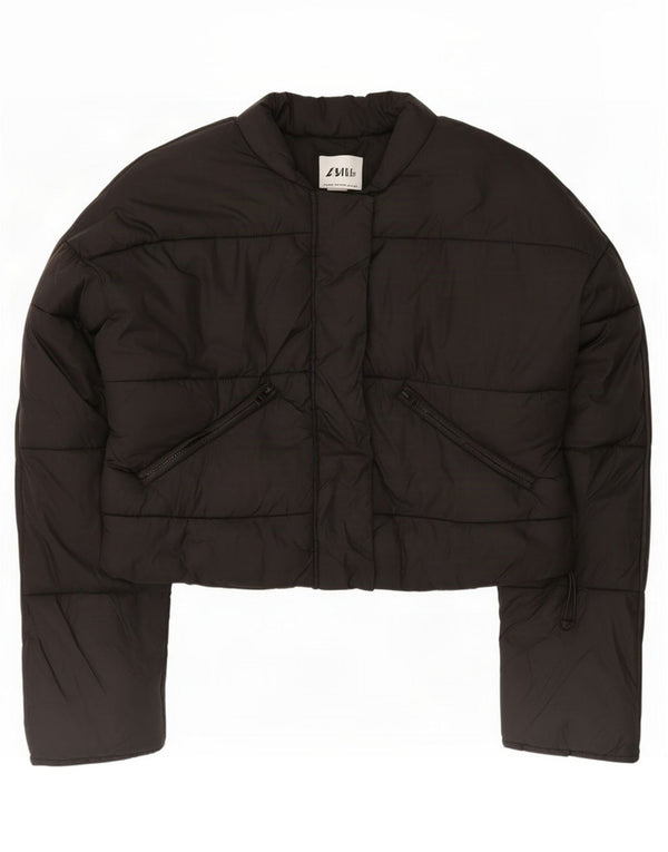 Женская укороченная стеганая куртка оверсайз Zara UK 6 XS, черная