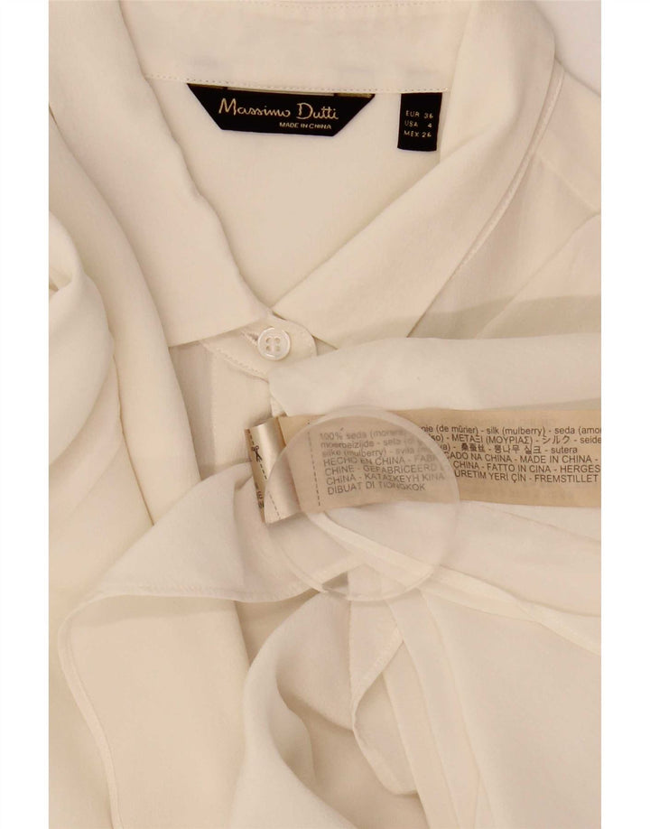 Massimo Dutti Женская Блузка-Рубашка EU 36 XS Белый Шелк