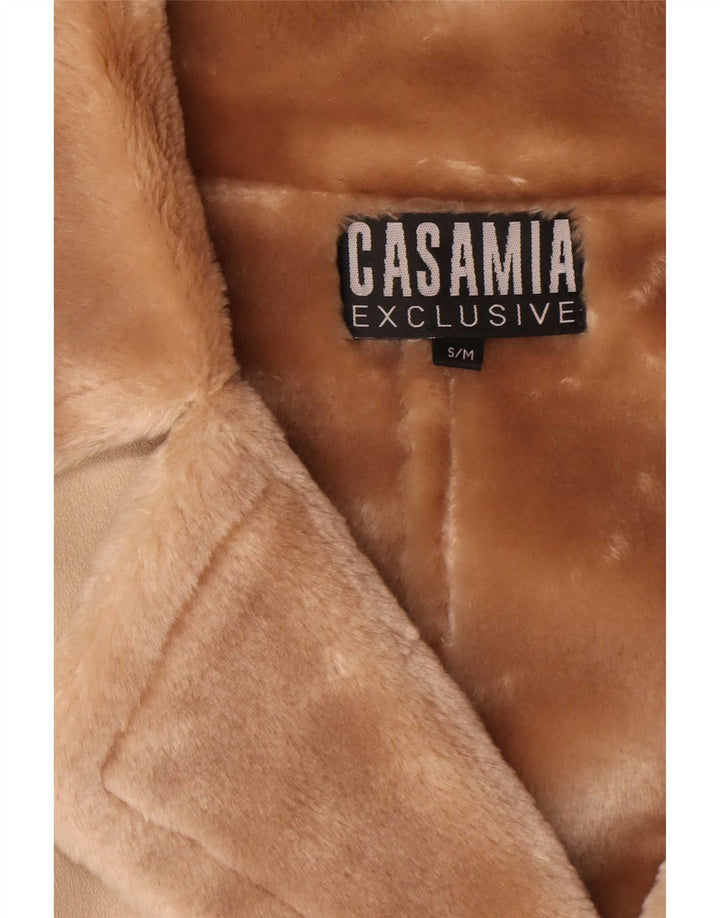 Женское пальто оверсайз из шерпы Casamia UK 10, маленькое бежевое полиэстер