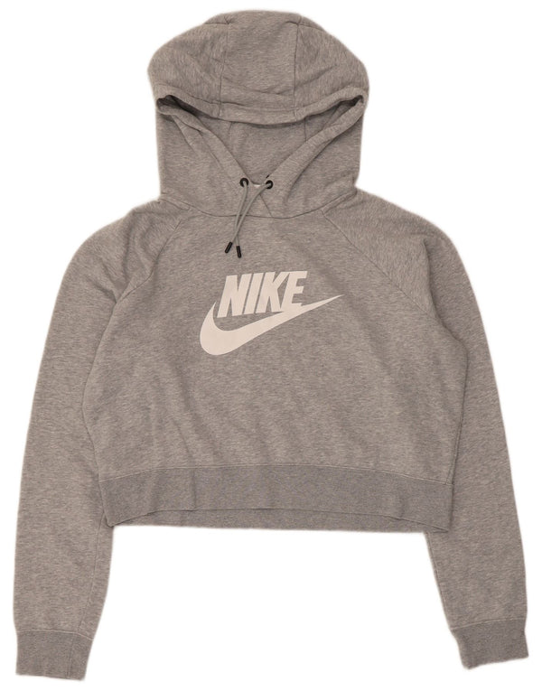 Женский укороченный свитшот с графическим рисунком Nike UK 16, большой серый хлопок
