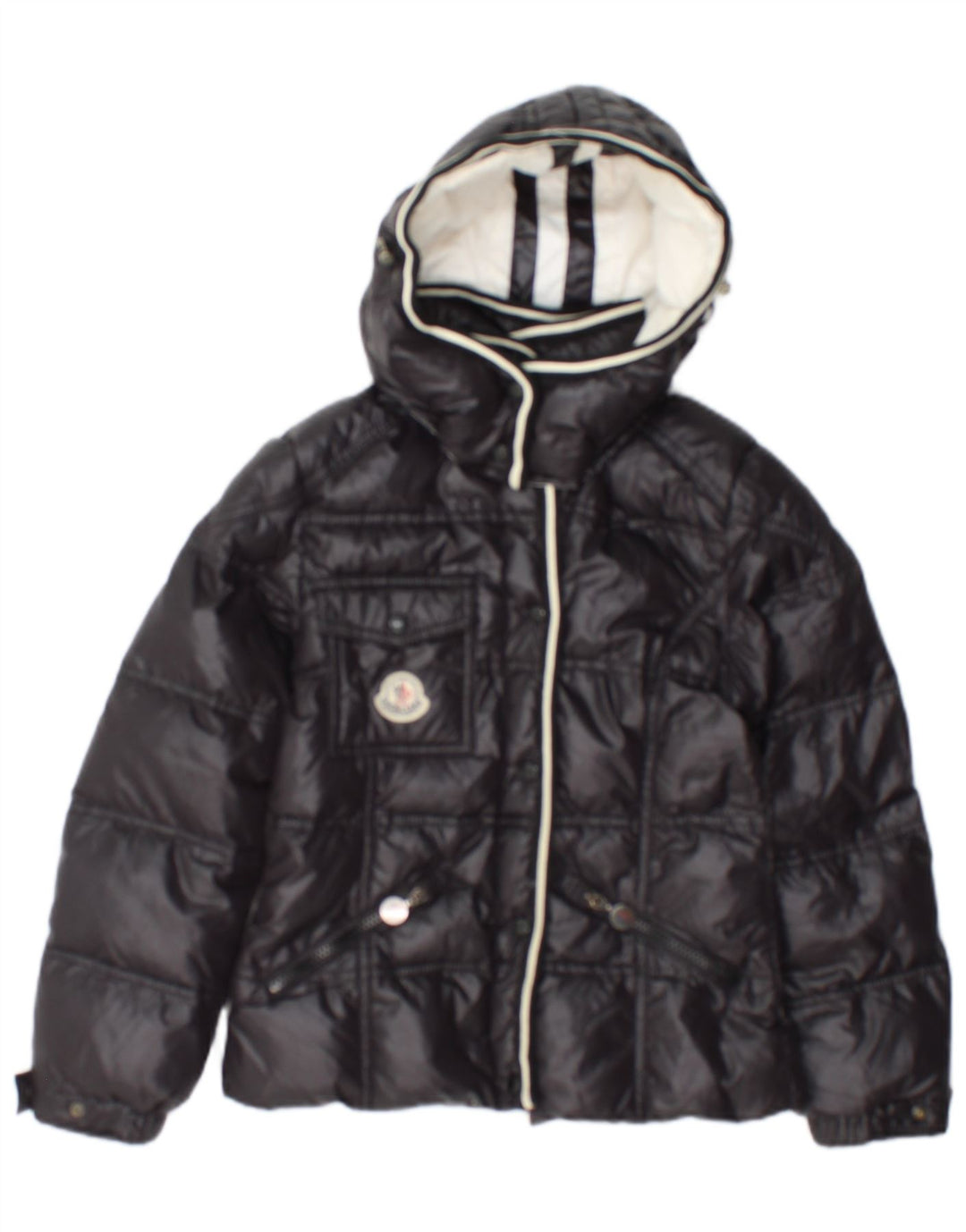Moncler Утепленная куртка с капюшоном для девочек 9-10 лет Темно-синий полиамид