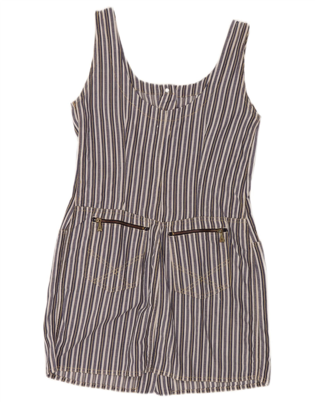 ВИНТАЖНОЕ женское платье-футляр без рукавов UK 8 маленькое темно-синее в полоску