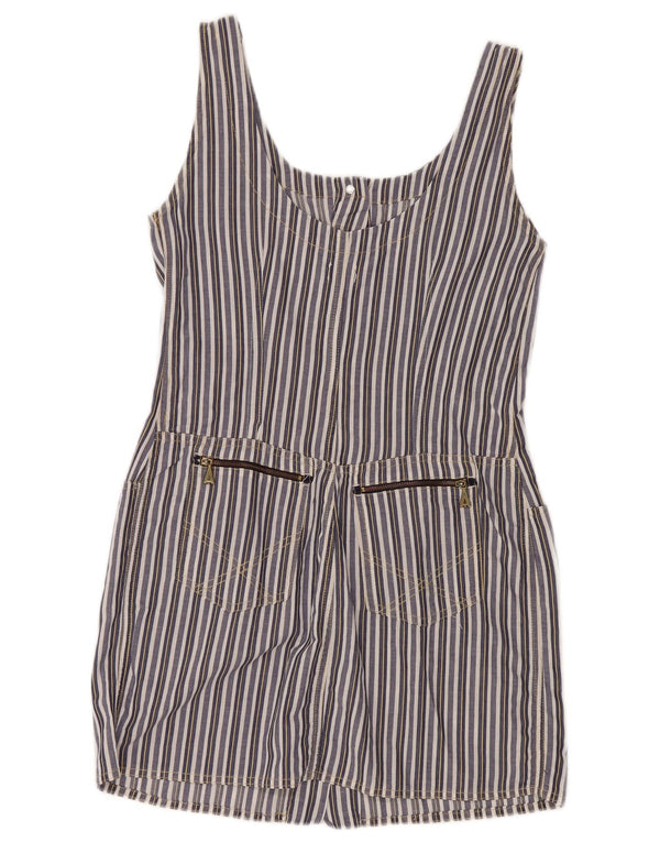 ВИНТАЖНОЕ женское платье-футляр без рукавов UK 8 маленькое темно-синее в полоску