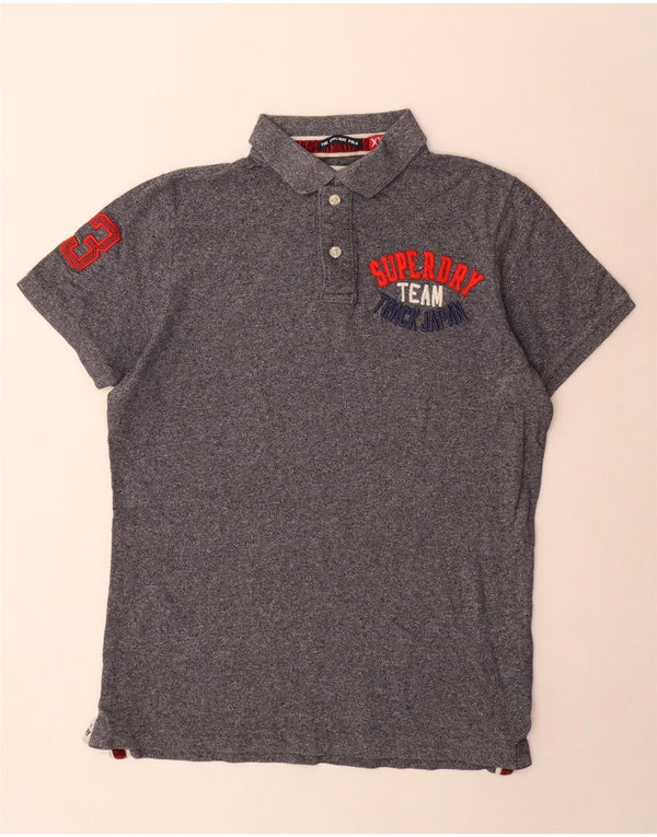 Мужская рубашка-поло с рисунком Superdry 2XL, темно-синяя, хлопок