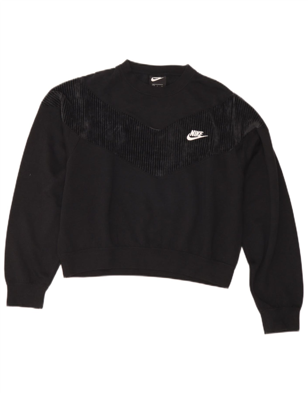 Женский укороченный свитшот оверсайз Nike UK 10, маленький черный хлопковый джемпер