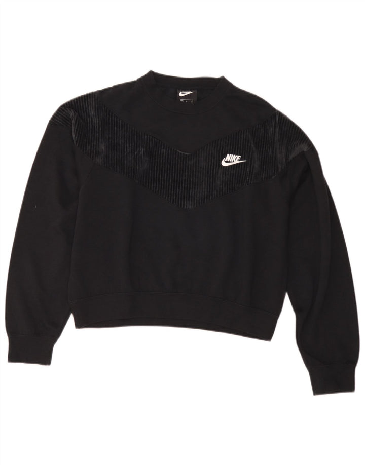 Женский укороченный свитшот оверсайз Nike UK 10, маленький черный хлопковый джемпер