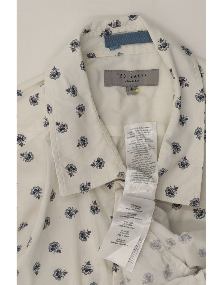Мужская рубашка Ted Baker, размер 4, большая белая хлопковая рубашка с цветочным принтом