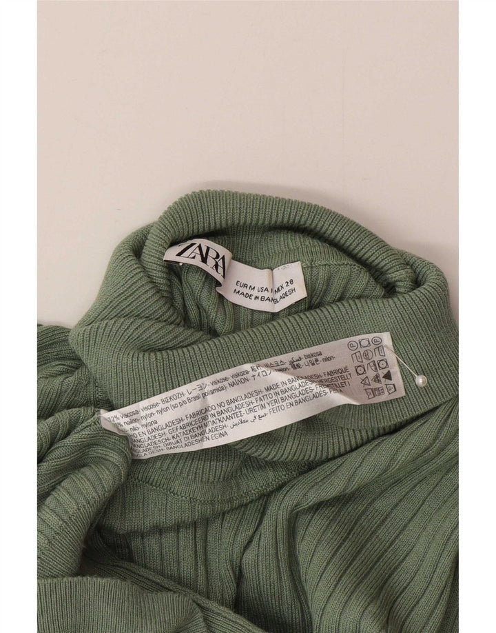 Женский джемпер с высоким воротником Zara UK 12, средний зеленый вискоза