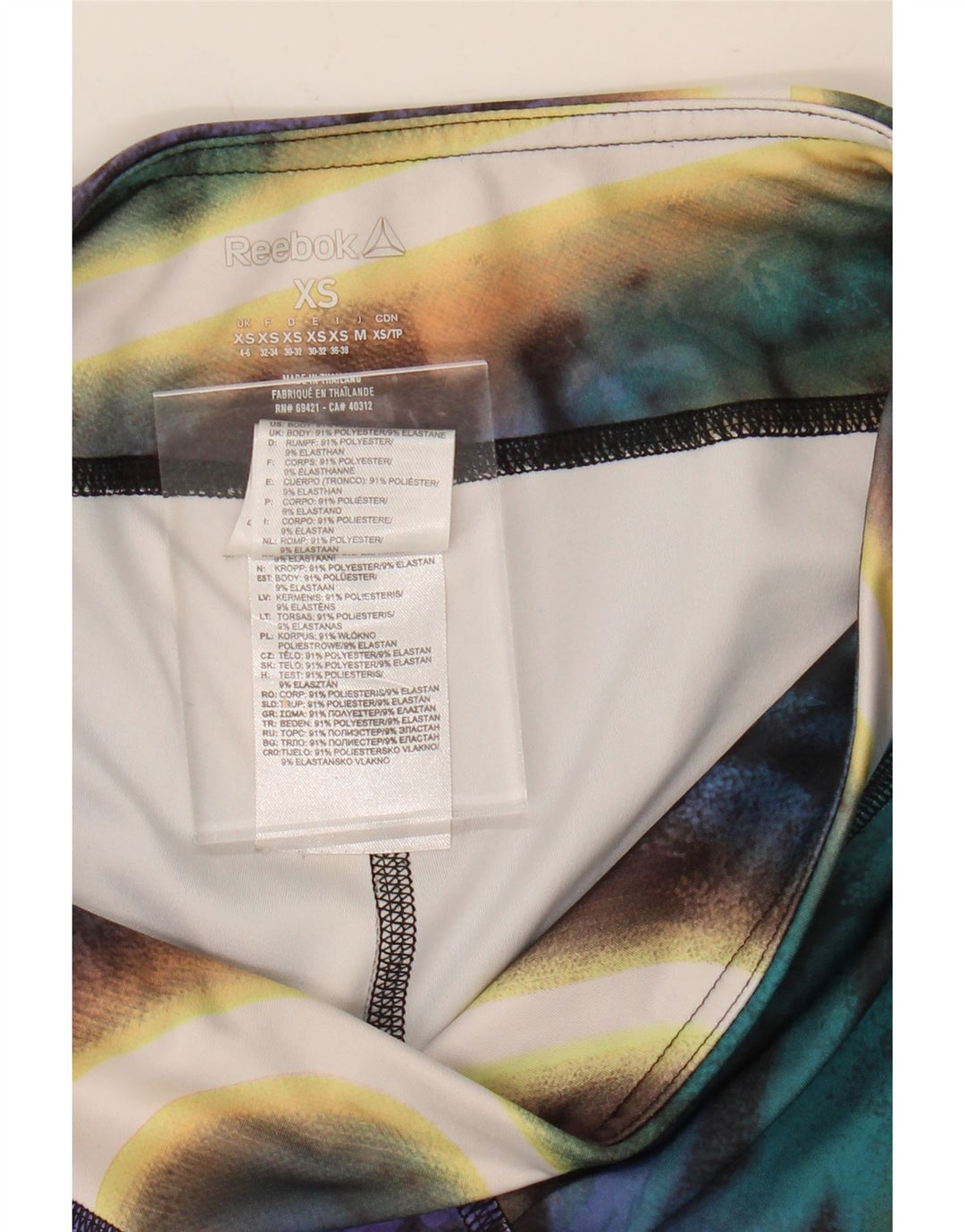 REEBOK Womens Abstract Pattern Leggings UK 6 XS  Multicoloured Polyester Vintage Reebok and Second-Hand Reebok from Messina Hembry 