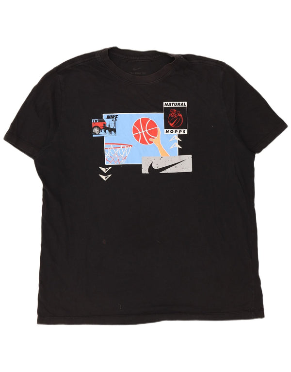 Мужская футболка с рисунком NIKE XL, черный хлопок