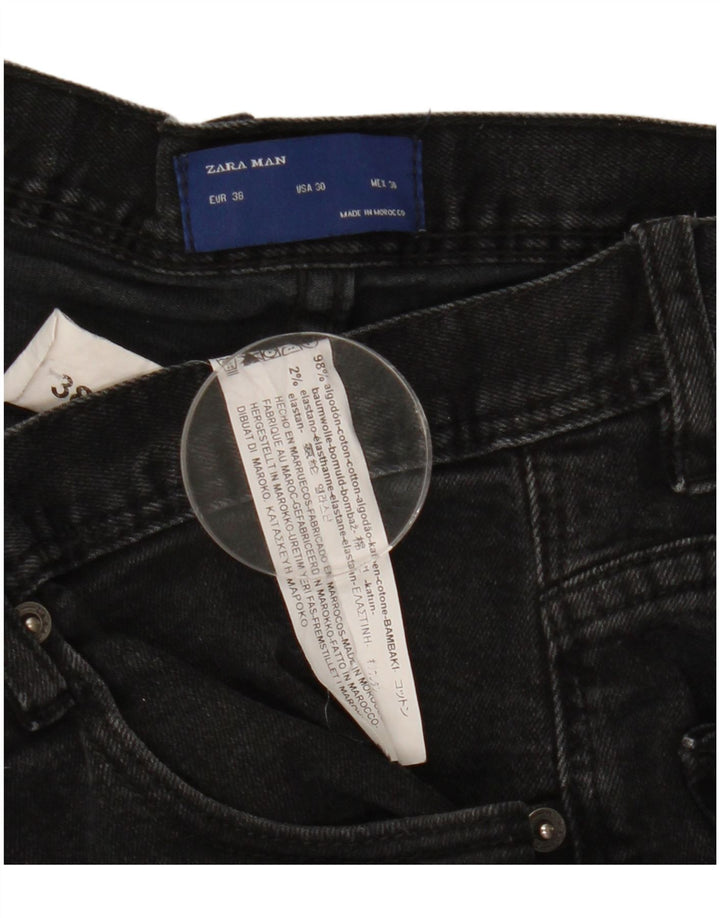 Мужские джинсы узкого кроя Zara EU 38, маленькие W30 L31, черный хлопок