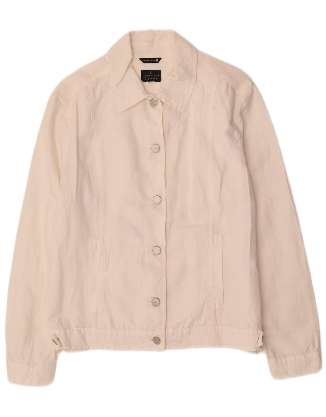 TRUSSARDI JEANS Женский бомбер IT 44 Medium Off White Хлопок