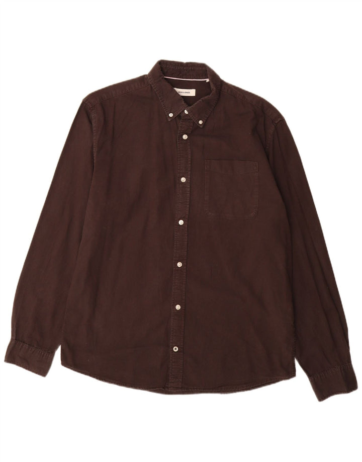 Мужская рубашка Jack & Jones XL коричневого цвета из хлопка