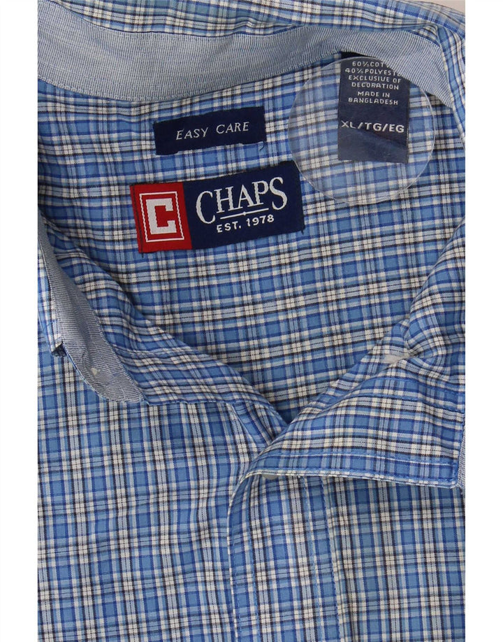 Мужская рубашка Chaps с коротким рукавом XL, синяя клетка, хлопок