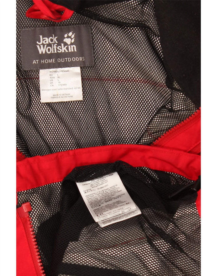 Женская ветровка с капюшоном Jack Wolfskin UK 16, большой красный полиамид
