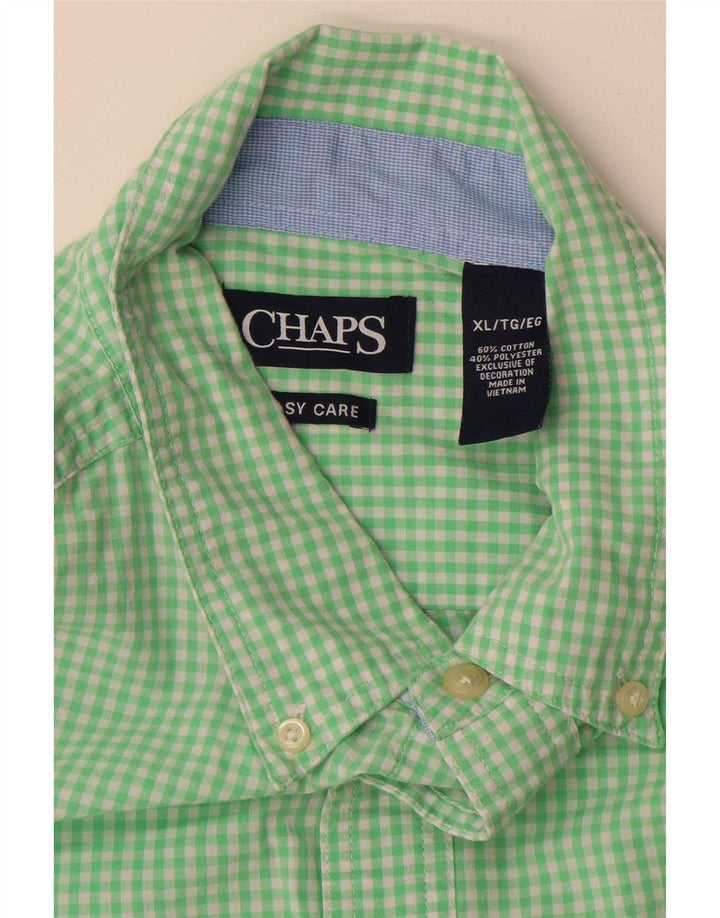 Мужская рубашка Chaps Easy Care XL, зеленая клетчатая ткань, хлопок