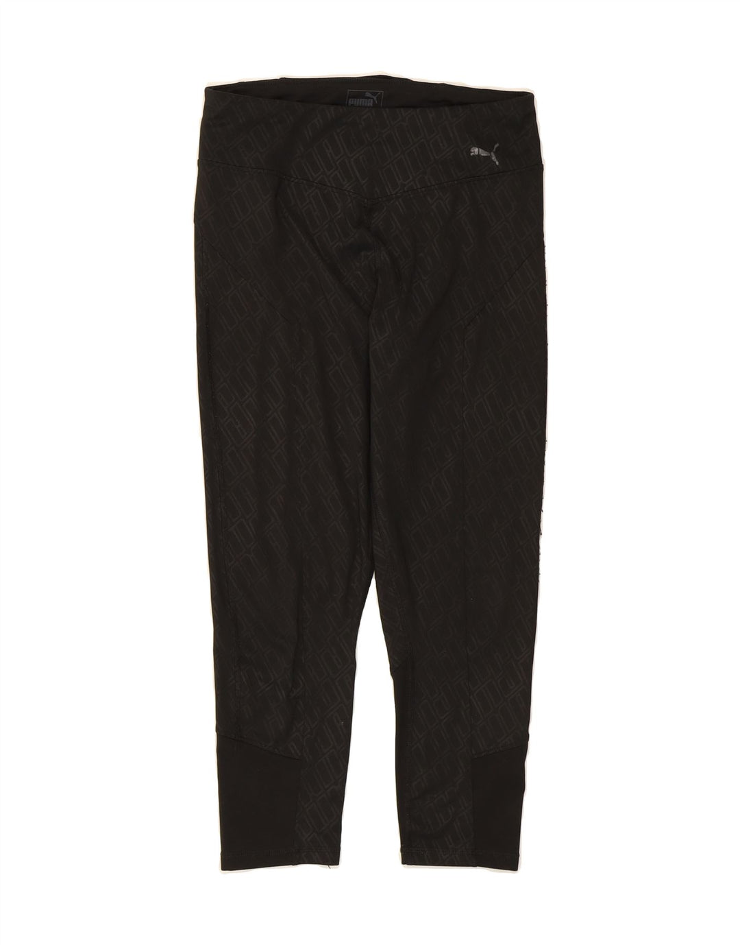 PUMA Womens Capri Leggings UK 12 Medium Black Geometric Vintage Puma and Second-Hand Puma from Messina Hembry 