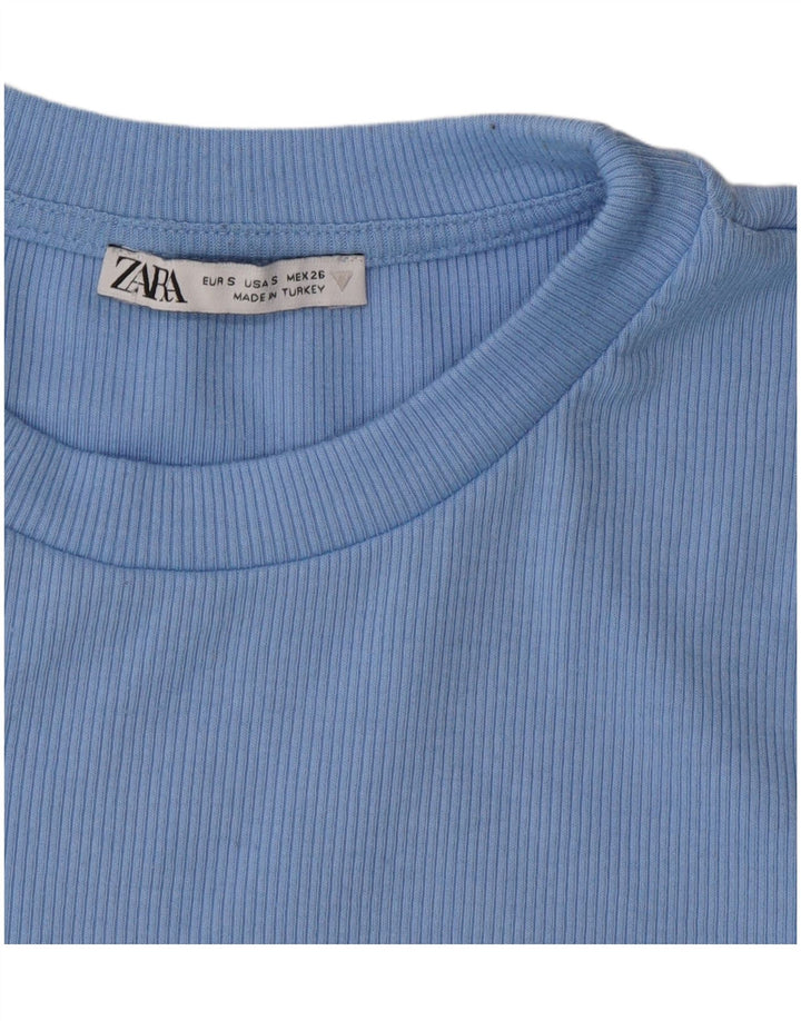 Женская укороченная футболка Zara UK 10, маленькая синяя