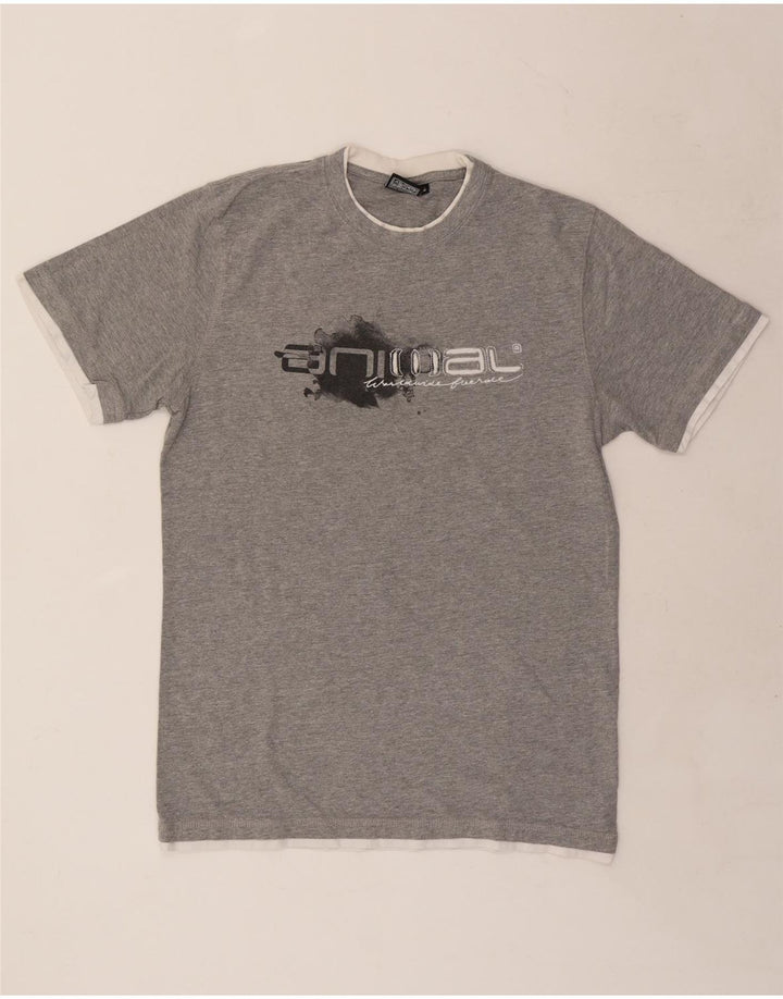 Мужская футболка с рисунком ANIMAL, хлопковый топ среднего серого цвета
