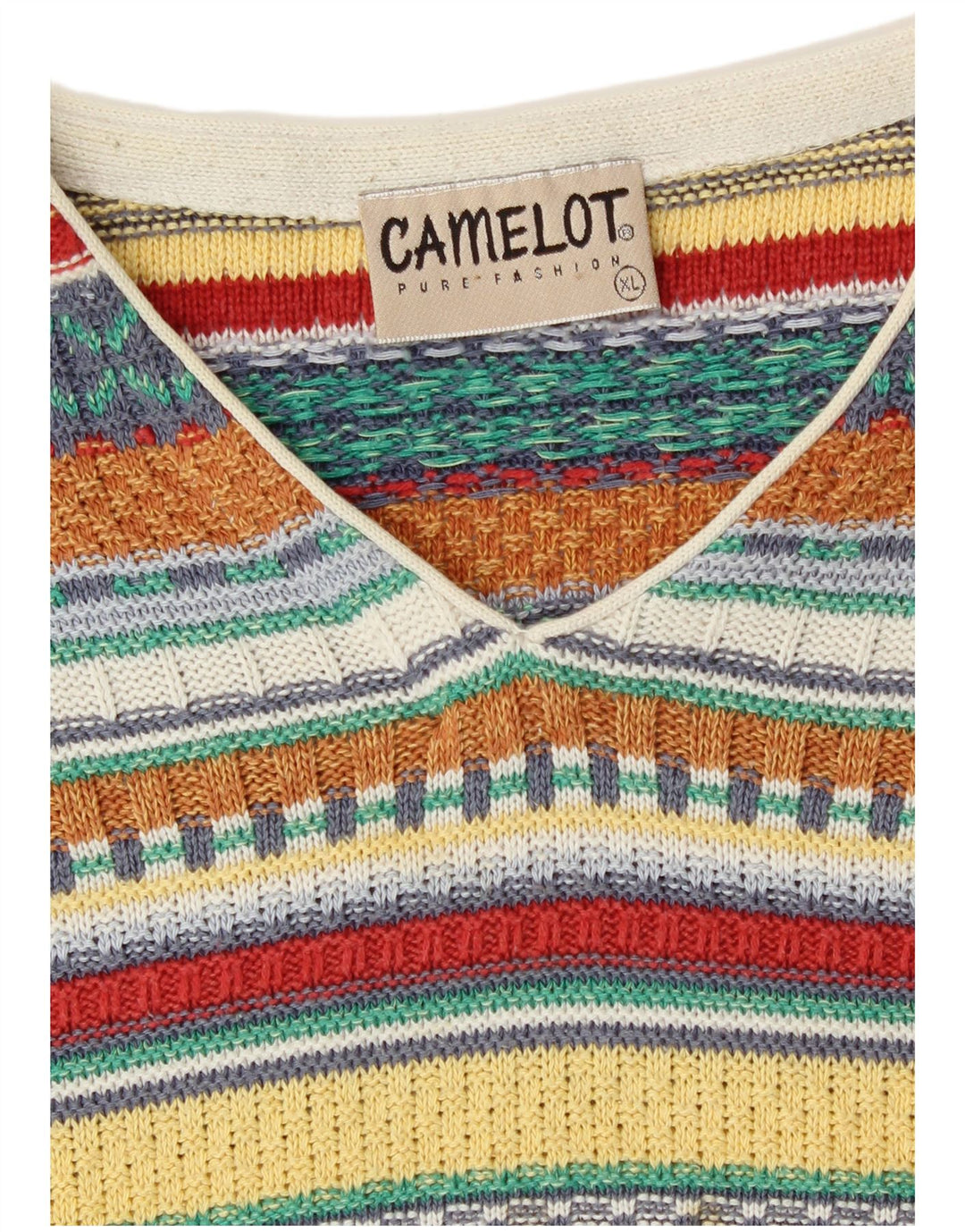 Женский джемпер с v-образным вырезом Camelot UK 18 XL, разноцветный геометрический ретро