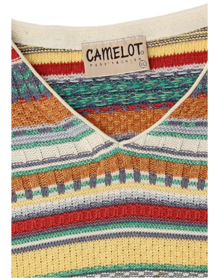 Женский джемпер с v-образным вырезом Camelot UK 18 XL, разноцветный геометрический ретро