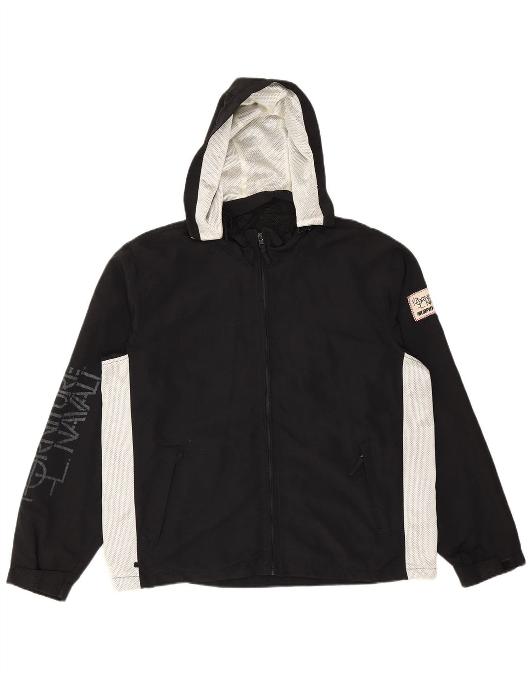 Мужская непромокаемая куртка с капюшоном и графикой MURPHY & NYE UK 36, маленькая, черная, с цветными блоками