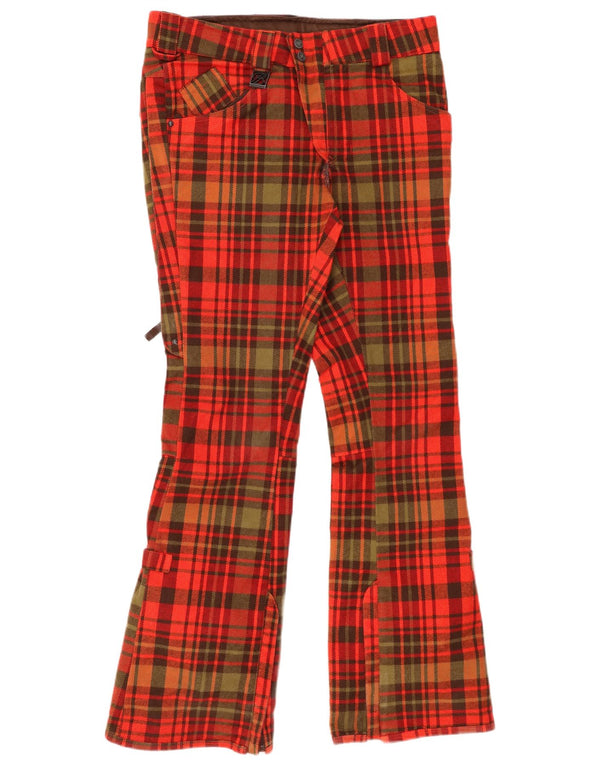 ВИНТАЖНЫЕ мужские брюки-ветровки Bootcut, маленькие W29 L32, красный акрил в клетку