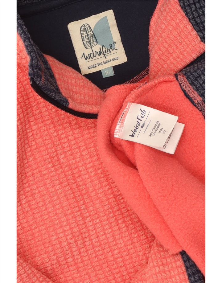 Женский флисовый джемпер большого размера WEIRD FISH с воротником на молнии, UK 10, маленький оранжевый цвет