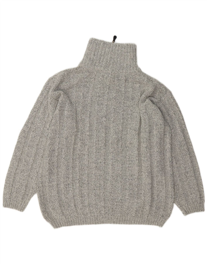 VINTAGE Мужской джемпер с воротником на молнии XL Серый Шерстяной
