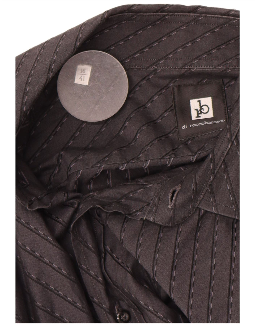 Мужская рубашка ROCCOBAROCCO, размер 16 41, большая черная полоска из хлопка