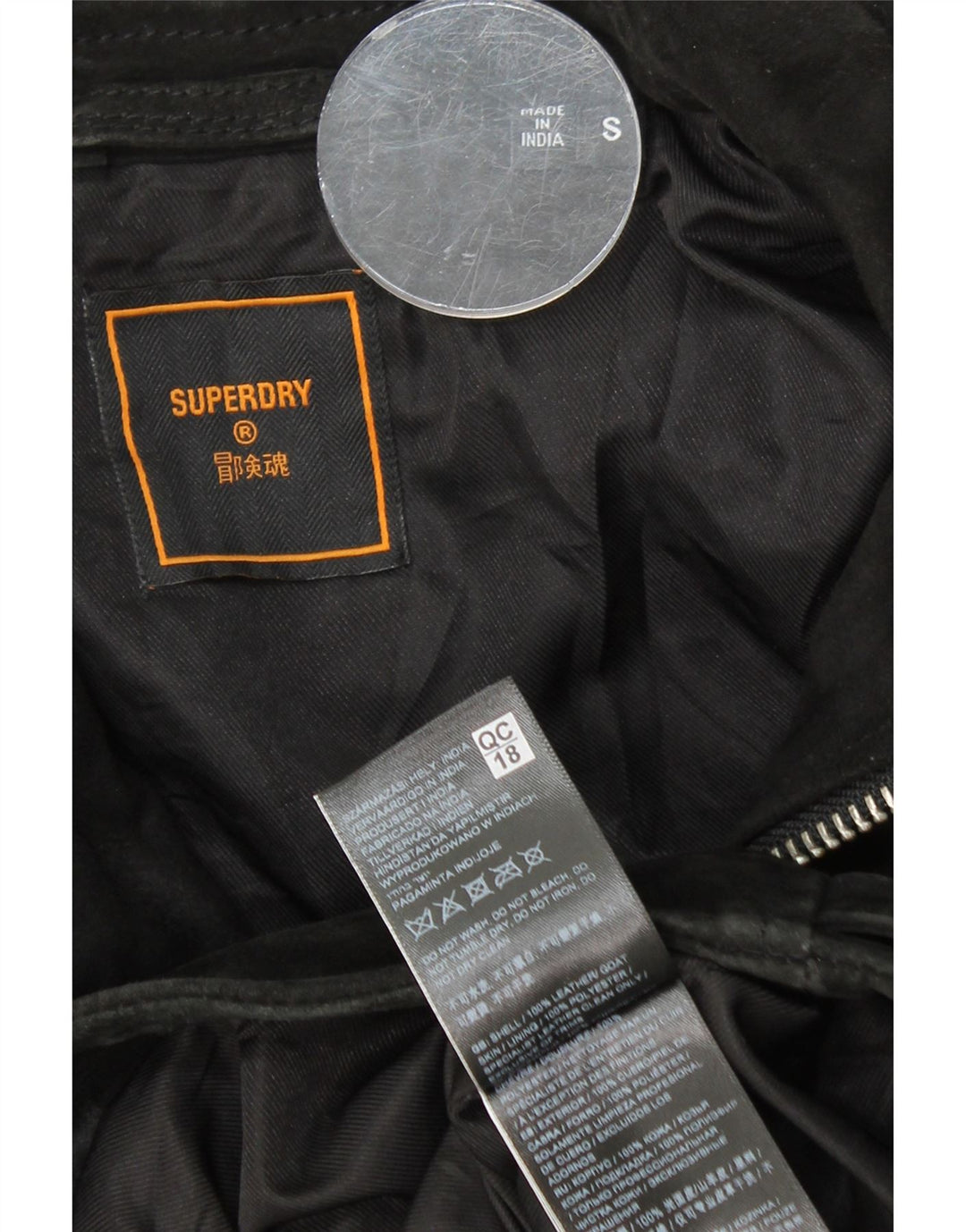 Мужская замшевая куртка SUPERDRY UK 36, маленькая, черная кожаная
