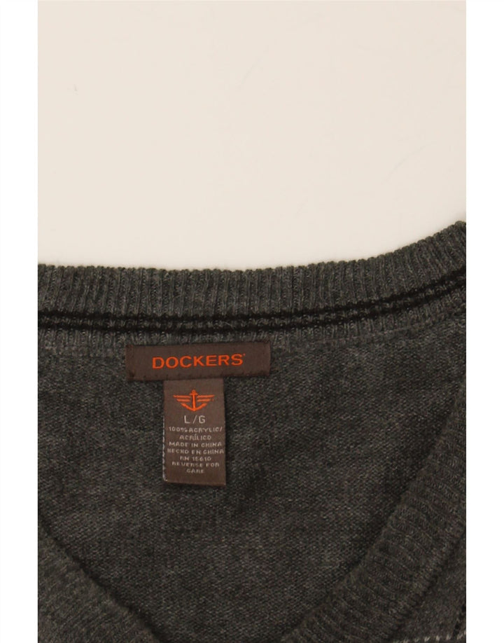 DOCKERS Mens Vest Tank Top Large Grey Check Acrylic Vintage Dockers and Second-Hand Dockers from Messina Hembry 