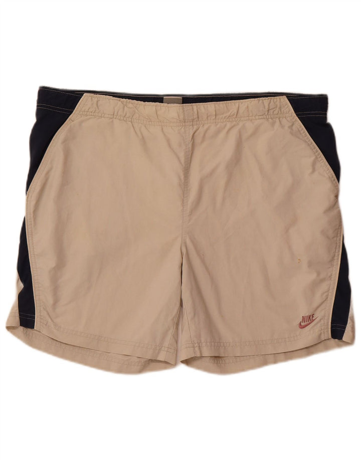 Мужские спортивные шорты Nike с графическим рисунком, Великобритания, 34/36, большие бежевые, полиэстер с цветными блоками