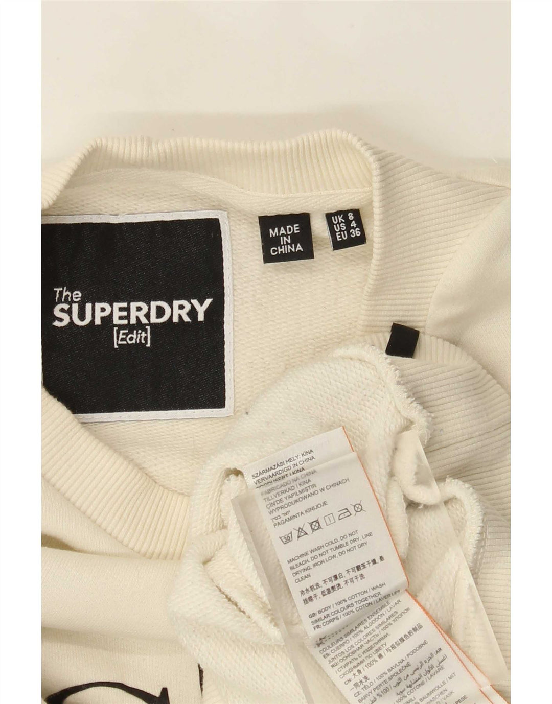 Женский укороченный джемпер оверсайз Superdry UK 8, маленький Off White