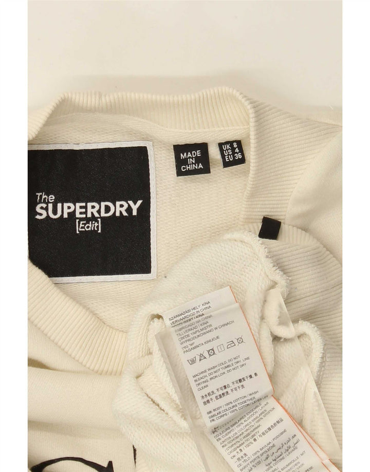 Женский укороченный джемпер оверсайз Superdry UK 8, маленький Off White
