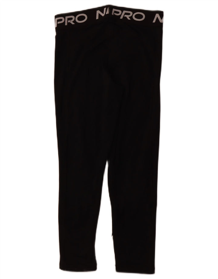 NIKE Womens Graphic Capri Leggings UK 12 Medium  Black Polyester