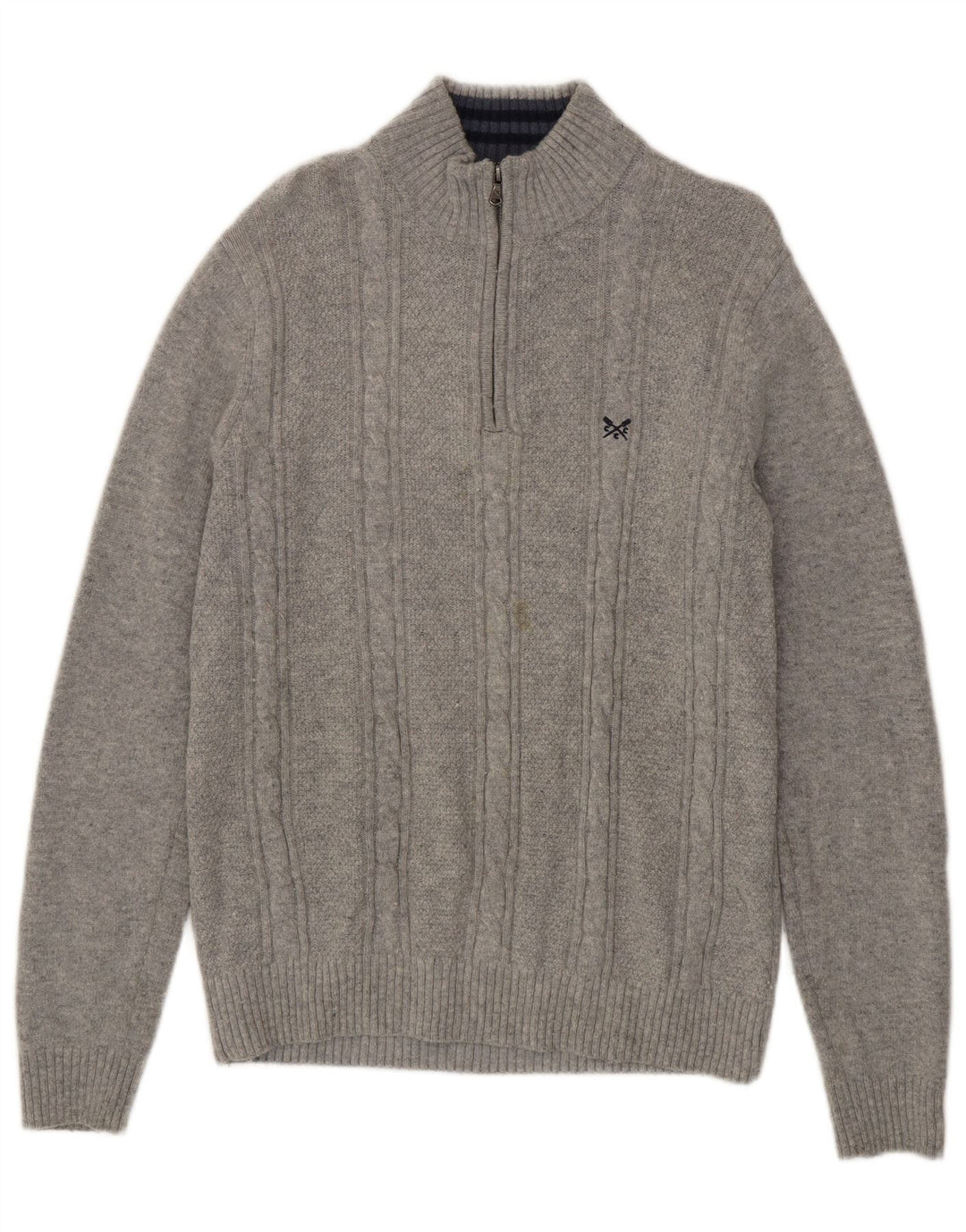 Crew Clothing Мужской джемпер с воротником на молнии, большой серый свитер из овечьей шерсти