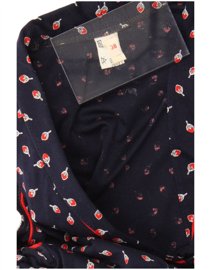 ВИНТАЖНОЕ женское платье макси без рукавов IT 38 XS Темно-синее, хлопок с цветочным принтом