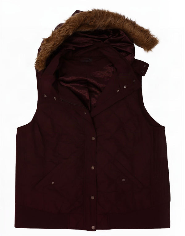 Женский стеганый жилет с капюшоном Marks & Spencer UK 22 3XL бордовый полиэстер