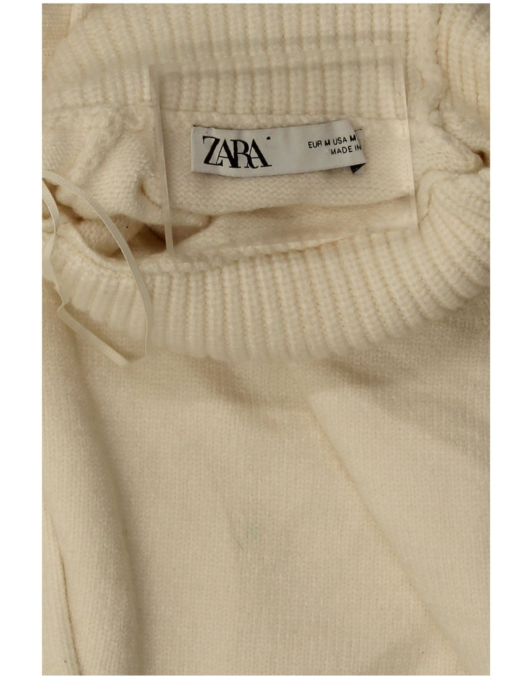 Zara Женский укороченный свободный джемпер с высоким воротником, Великобритания 14, средний, белый цвет