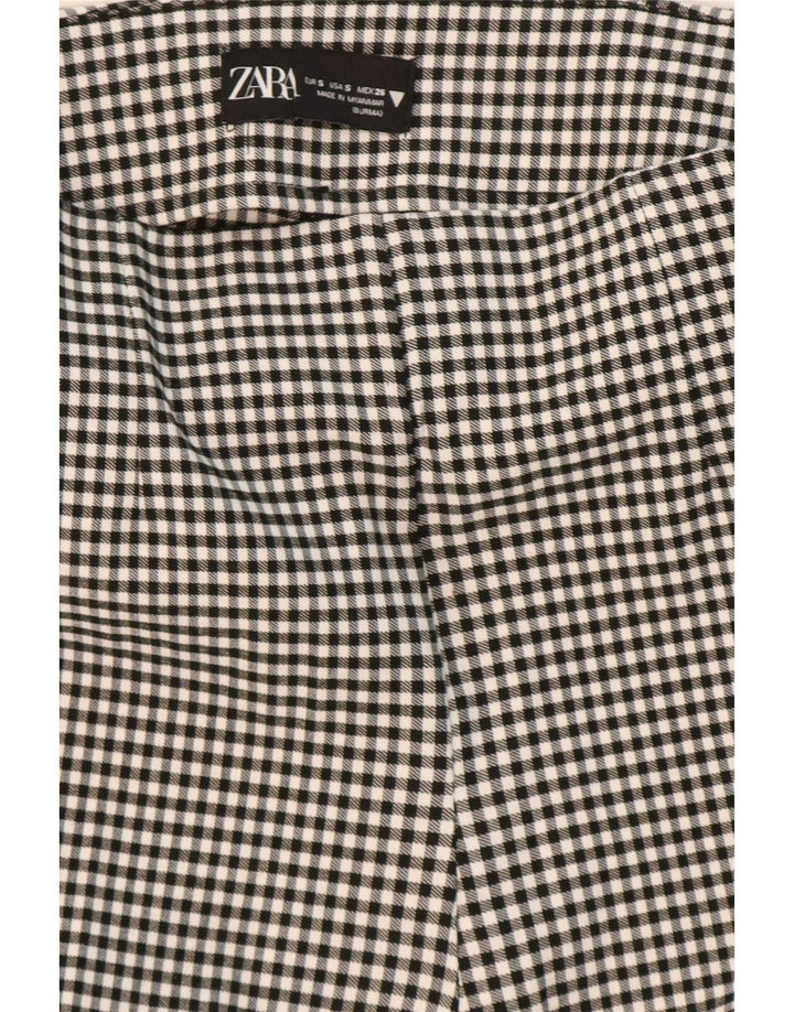 Женские леггинсы Zara UK 8, маленькие черные вискоза в мелкую клетку